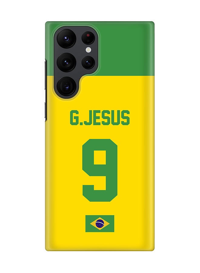 Stylizedd Slim Cover for Samsung Galaxy S22 Ultra 5G Case Snap Classic Series Mobile Cover Hard PC Shield Matte Finish Print -Brazil-Player-G.Jesus - Image 1