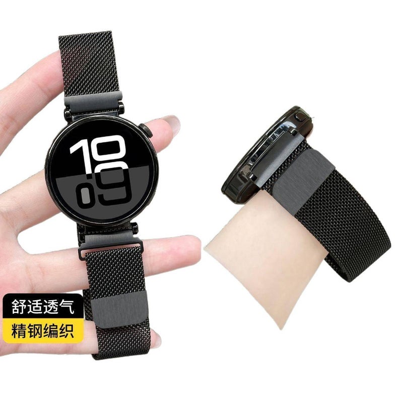 LL سوار ساعة ذكية سوار نايلون حلقي متوافق مع Samsung Galaxy Watch 7 Classic بملاءمة قابلة للتعديل وحزام بديل للاستخدام اليومي باللون أسود قابل للتعديل باللون الأسود - Image 1