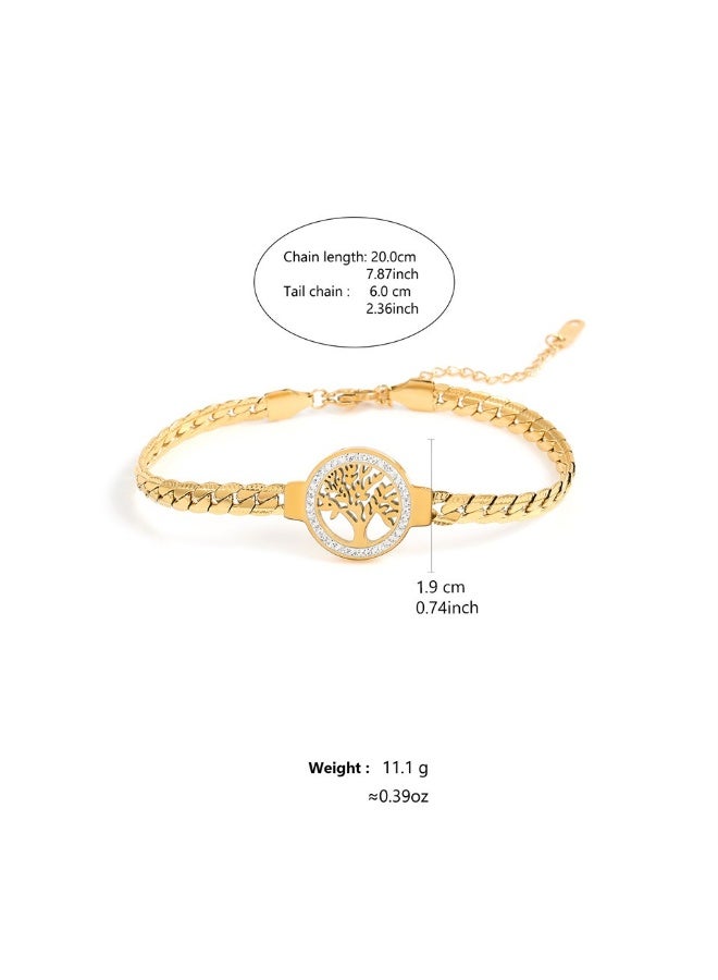 Ucanbe Micro-paved Zirconia Wealth Tree Titanium Steel Bracelet | Fashionable, Lucky Symbol, Elegant Design, Suitable for All Occasions - Image 5