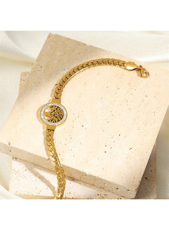 Ucanbe Micro-paved Zirconia Wealth Tree Titanium Steel Bracelet | Fashionable, Lucky Symbol, Elegant Design, Suitable for All Occasions - Image 3