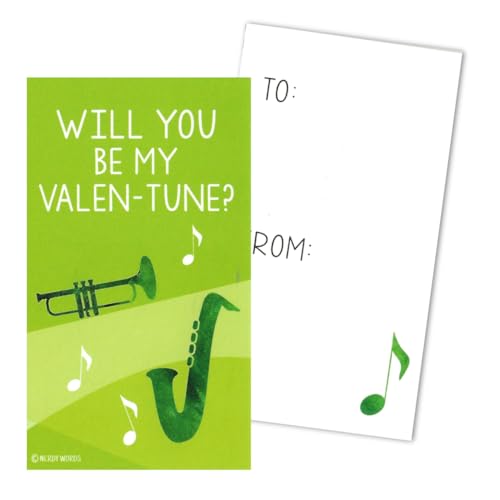 Nerdy Words Mini Music Piano Instrument Theme Valentines (Wallet-Sized Cards with Tiny Envelopes) for Valentine's Day (Set of 32) - Image 5