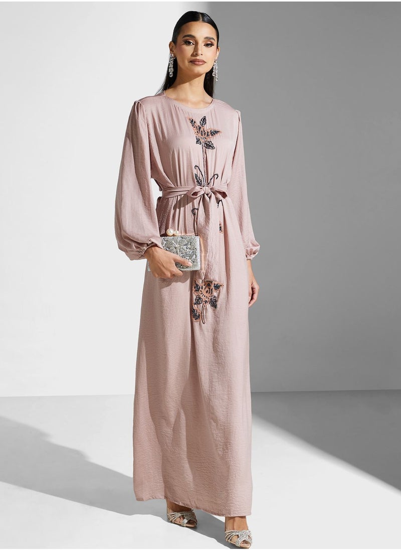 hayas closet - Embellished Belted Jalabiya - Image 1