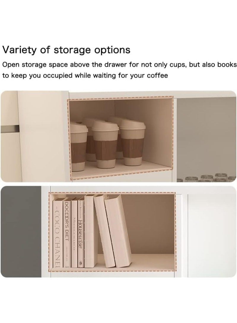 إيه جي دي خزانة جانبية حديثة للبوفيه مزودة بدرجين للتخزين أبيض - Image 5