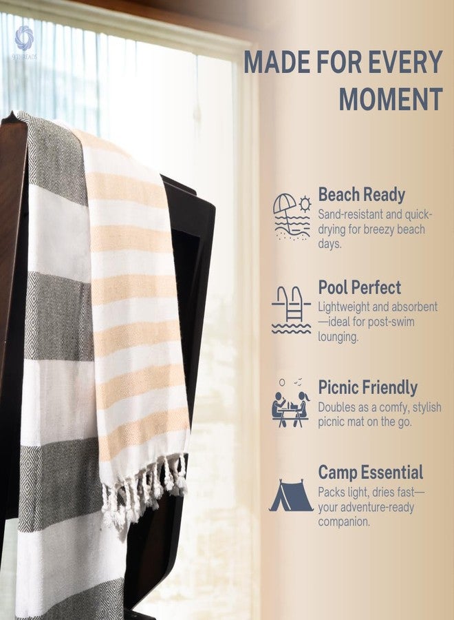 9Threads 100% Cotton Turkish Beach Towel with Towels Oversized 36"x72" Pool Absorbent Extra Large Quick Dry Sand Travel Towel (Sage & Sand, 4 Pack) - Image 4