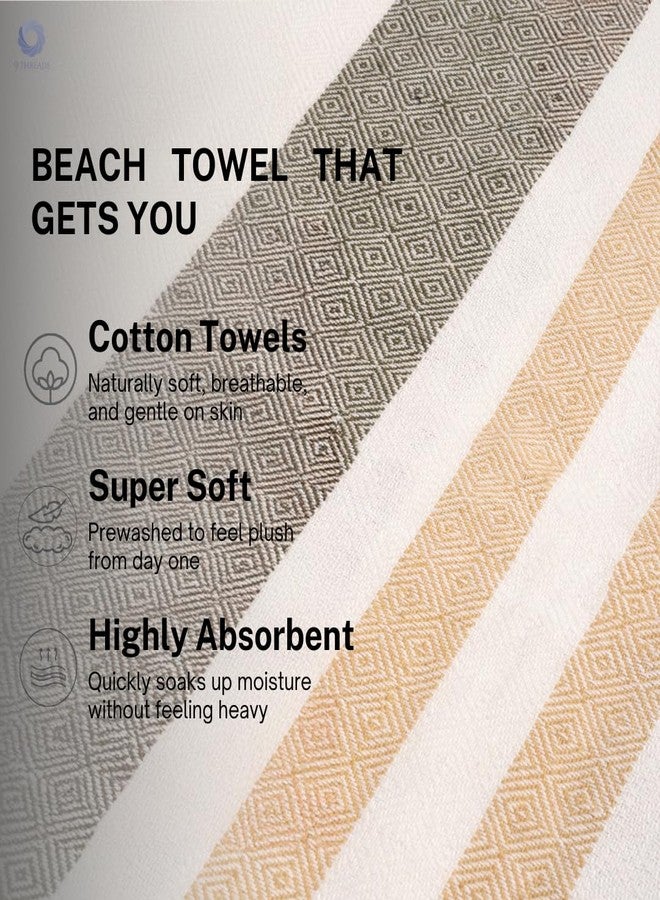 9Threads 100% Cotton Turkish Beach Towel with Towels Oversized 36"x72" Pool Absorbent Extra Large Quick Dry Sand Travel Towel (Sage & Sand, 4 Pack) - Image 3