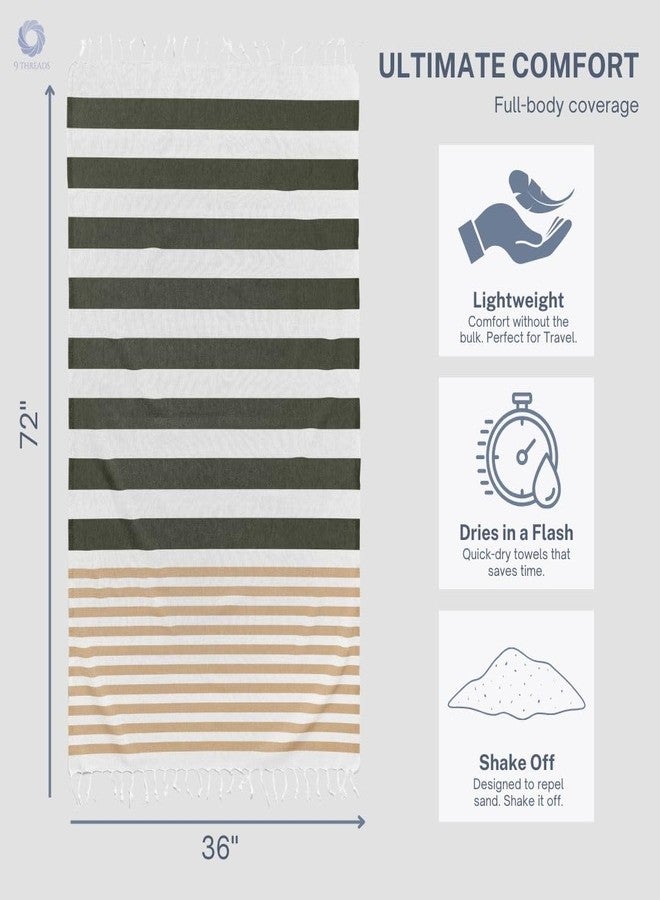 9Threads 100% Cotton Turkish Beach Towel with Towels Oversized 36"x72" Pool Absorbent Extra Large Quick Dry Sand Travel Towel (Sage & Sand, 4 Pack) - Image 5