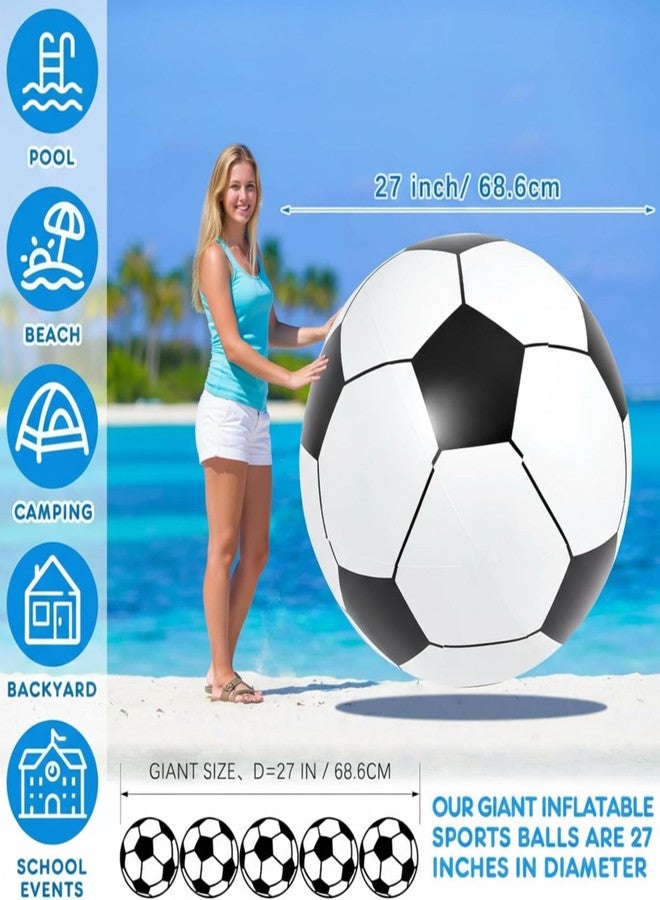 Lewtemi Giant Inflatable Sports Balls Large Inflatable Beach Ball Baseballs Soccer Rainbow Basketball Football for Sport Birthday Party Favor(4 Pcs,Soccer, Baseball, Basketball, Football,27 Inch) - Image 2
