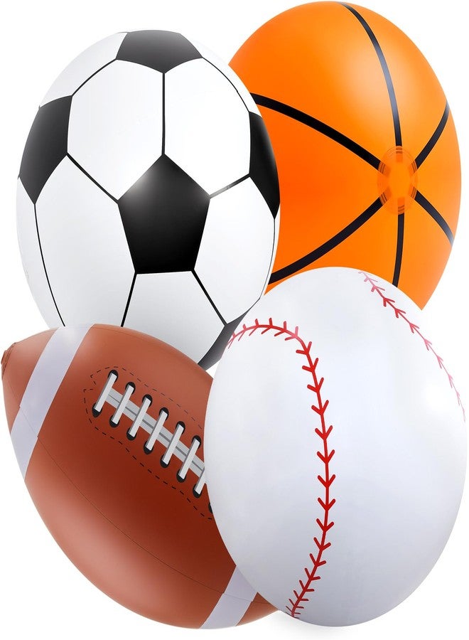 Lewtemi Giant Inflatable Sports Balls Large Inflatable Beach Ball Baseballs Soccer Rainbow Basketball Football for Sport Birthday Party Favor(4 Pcs,Soccer, Baseball, Basketball, Football,27 Inch) - Image 1
