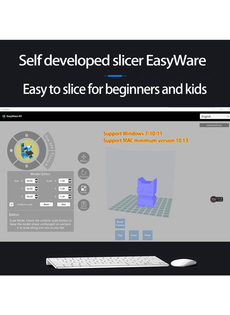 EasyThreed Easythreed K9 Mini 3D Printer for Household Education & Students 100*100*100mm Printing Size Support One Key Printing with 1.75mm 0.4mm Nozzle/CE Certificate  - Image 3