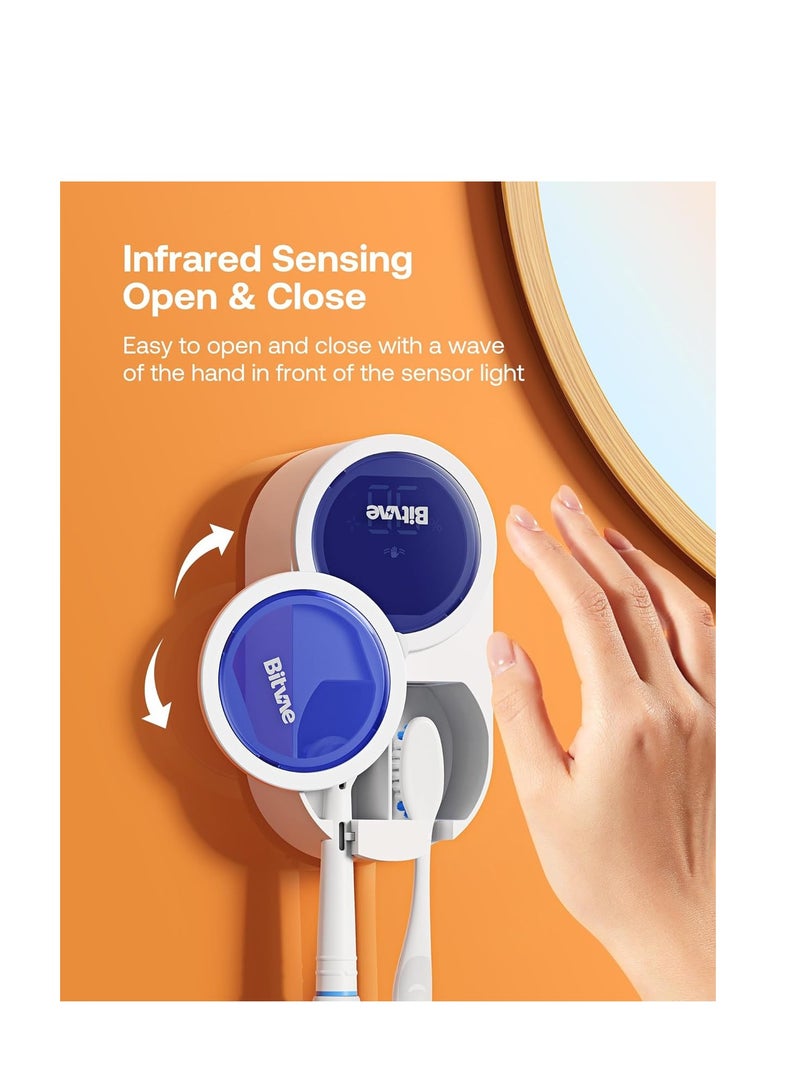 Bitvae Smart Toothbrush Cleaner & Wall Mount Holder with LED Display | Automatic Cleaning & Air Drying System | Rechargeable 30-Day Battery Life (1800mAh) | Compatible with Manual, Sonic & Electric Toothbrushes | Compact Toothbrush Sterilizer with Brushing Timer, Type-C Fast Charging & Strong Adhesive Wall Mount | Hygienic Bathroom Toothbrush Organizer for Adults & Kids | White - Image 4