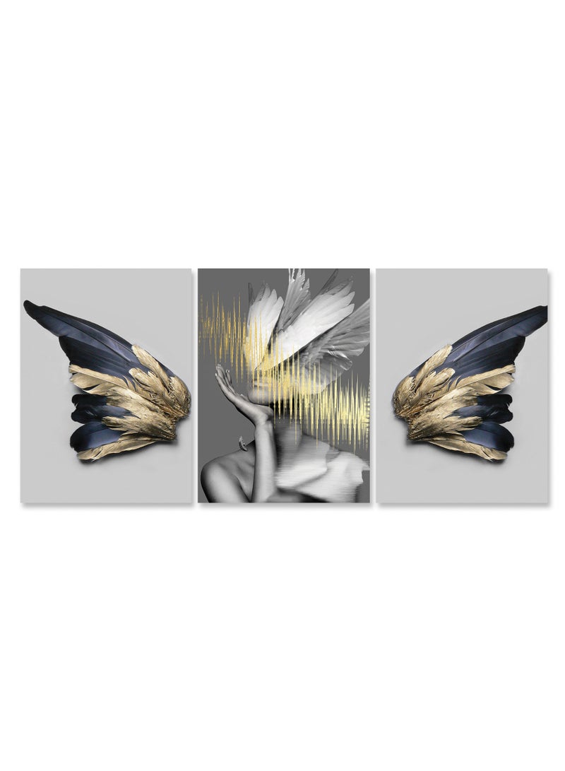 ماركتنا طقم من ثلاث لوحات كانفس على إطار خشبي بتصميم امرآة - Image 2