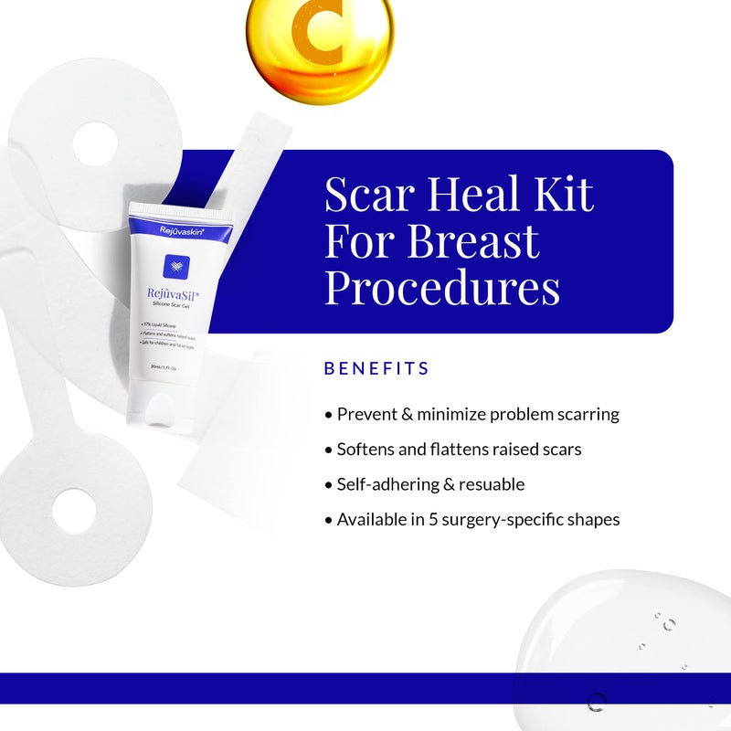 Rejuvaskin Scar Heal Kit - Scar Kit For Breast Scar - Scar Treatment for Soften, Flatten, Reduce and Recover Scars - Scar Gel, Breast Anchor Pair Silicone Sheet and Medical Tape -Physician Recommended - Image 3