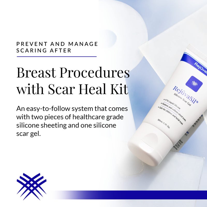Rejuvaskin Scar Heal Kit - Scar Kit For Breast Scar - Scar Treatment for Soften, Flatten, Reduce and Recover Scars - Scar Gel, Breast Anchor Pair Silicone Sheet and Medical Tape -Physician Recommended - Image 2