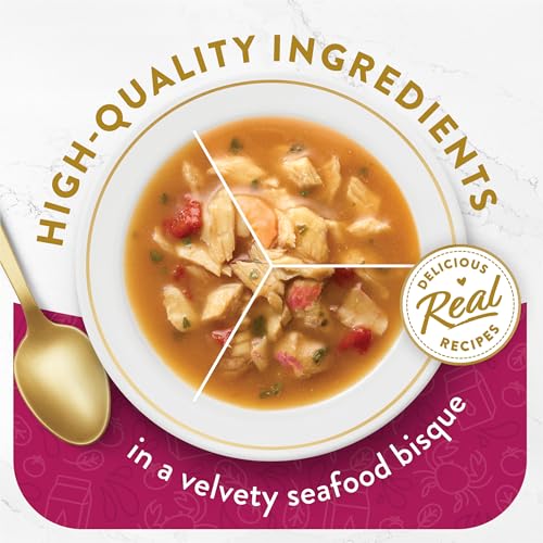 Fancy Feast Purina Fancy Feast Broths Seafood Bisque Complement Lickable Grain Free Wet Cat Food Variety Pack - (Pack of 12) 1.4 oz. Pouches - Image 2