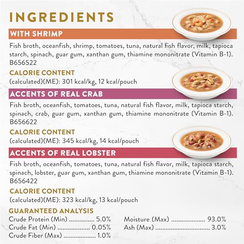 Fancy Feast Purina Fancy Feast Broths Seafood Bisque Complement Lickable Grain Free Wet Cat Food Variety Pack - (Pack of 12) 1.4 oz. Pouches - Image 5