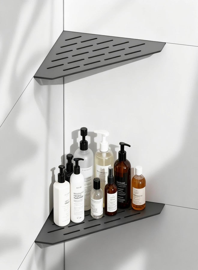 BATHLAVISH Corner Shower Shelves 10" 2 Pcs, 304 Stainless Steel Shower Corner Shelf Wall Mount Triangle Shower Caddy for Bathroom, Kitchen Organization, Matte Black - Image 1