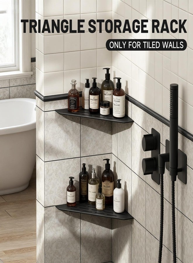 BATHLAVISH Corner Shower Shelves 10" 2 Pcs, 304 Stainless Steel Shower Corner Shelf Wall Mount Triangle Shower Caddy for Bathroom, Kitchen Organization, Matte Black - Image 5