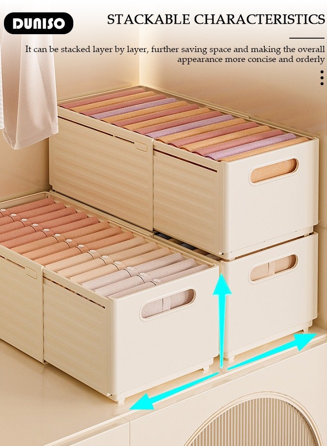 DUNISO 2PCS Retractable Storage Box, Foldable Multi Purpose Expandable Stackable Bins with Handles,Drawer Organizers for Closet Pantry Fridge, Sturdy Plastic Basket, Easy Assembled, for Kitchen, Refrigerator, Cabinets, Wardrobes, Bathroom, Office - Image 4