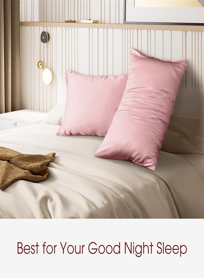 Craftelio Satin Pillow Covers Set of 2 with 3 Free Random Color Hair Scrunchies – Soft, Wrinkle-Resistant Pillowcases with Envelope Closure for Hair & Skin Care, Luxury Bedroom Accessory (Pink) - Image 4