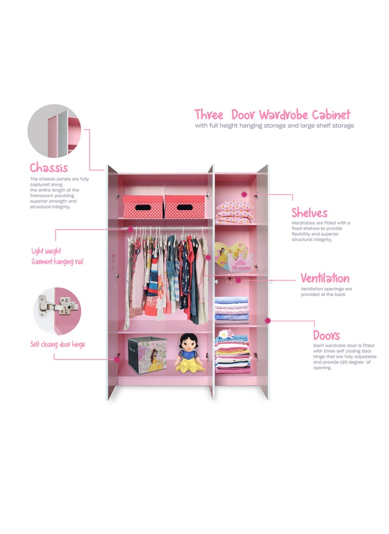Disney Disney Princess Wardrobe Closet for Kids/Teen - Storage Organizer and Clothes Dresser - 6 Storage and 1 Hanging Compartments – Anti-Tip Anchor Kit - Solid MDF Wood Construction  - Image 2