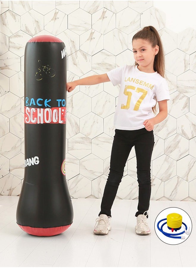 DUNISO Inflatable Boxing Column, 120cm PVC Kids Punching Bag Fitness Inflatable Boxing Bag for Karate, Taekwondo, Decompression Kick Speed Training Games for Kids and Adults  - Image 1