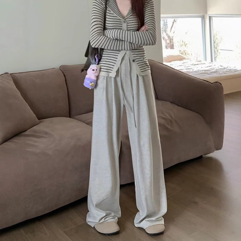 Autumn 2023 Fashion Casual Pants Women'S Early Loose Trousers Versatile Fashion Brand Sports Straight Drape Wide Leg Long Pants - Image 2
