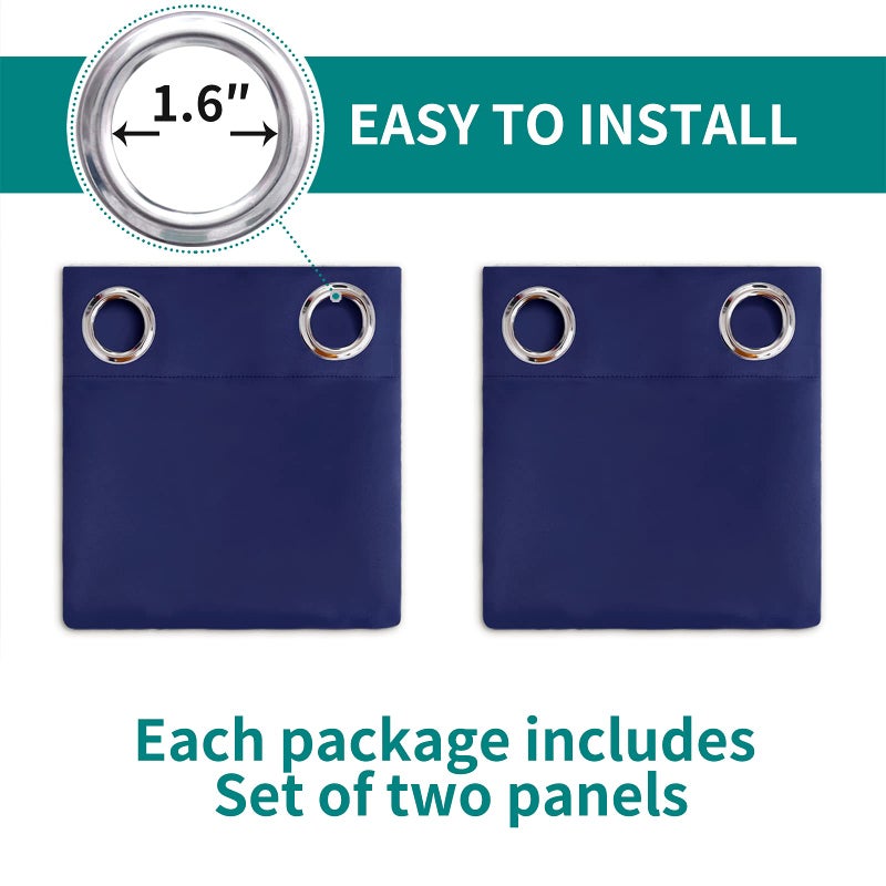 BGment الستائر التعتيم في غرفة النوم - الغرفة المعزولة الحرارية الغامق في غرفة المعيشة مجموعة من لوحين كل 46 × 72 بوصة الأزرق الأزرق - Image 3