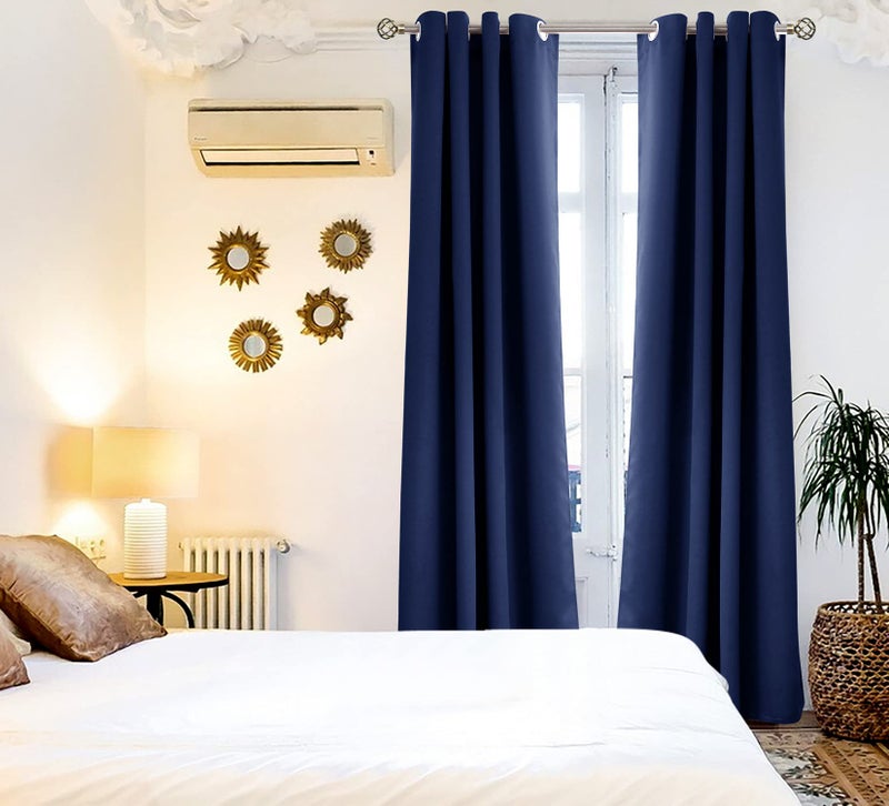 BGment الستائر التعتيم في غرفة النوم - الغرفة المعزولة الحرارية الغامق في غرفة المعيشة مجموعة من لوحين كل 46 × 72 بوصة الأزرق الأزرق - Image 2