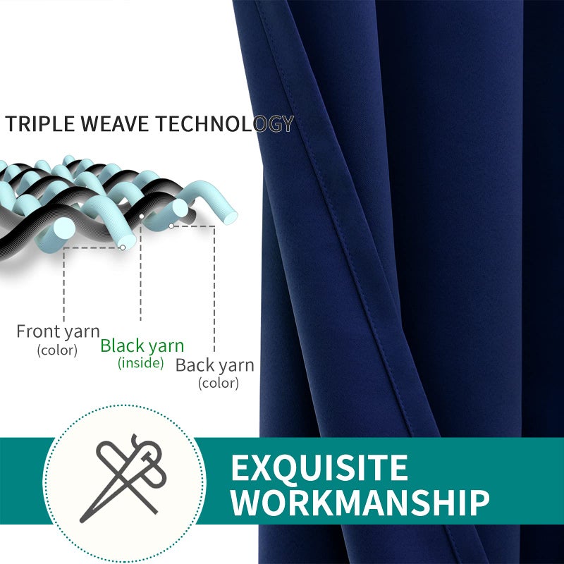 BGment الستائر التعتيم في غرفة النوم - الغرفة المعزولة الحرارية الغامق في غرفة المعيشة مجموعة من لوحين كل 46 × 72 بوصة الأزرق الأزرق - Image 4