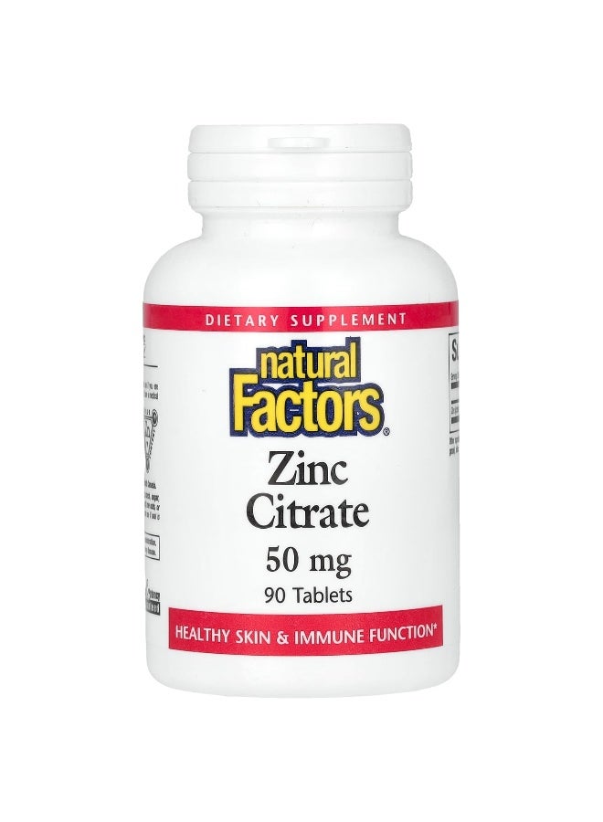 natural Factors Natural Factors, Zinc Citrate, 50 mg, 90 Tablets 