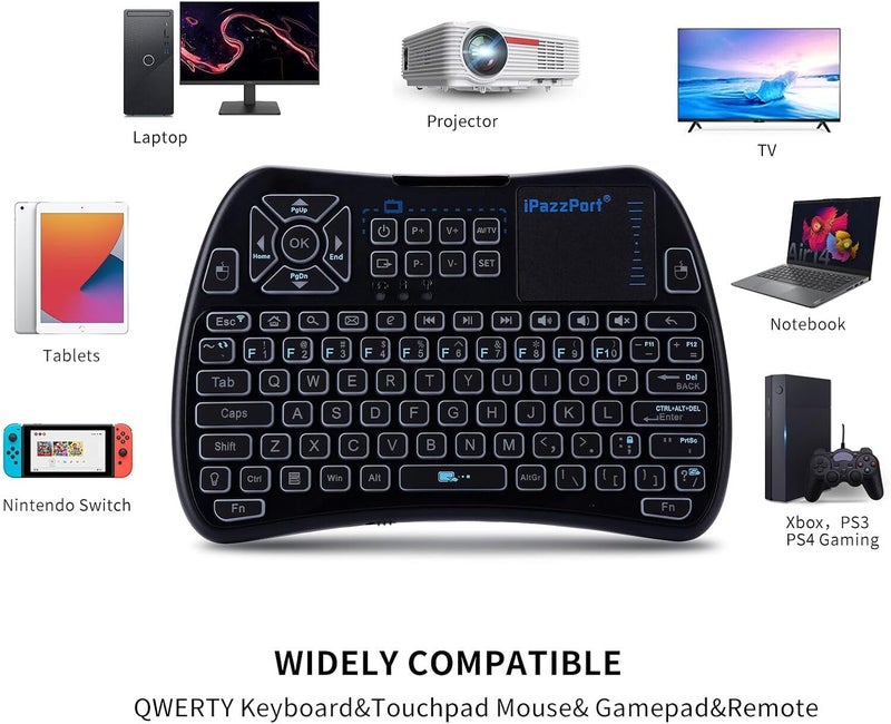 iPazzPort Bluetooth Mini Keyboard (IR Learning) Touchpad Mouse, Backlit 2.4GHz Wireless Keypad Remote Controller for Tablets, Smart TV,Fire Stick, Android TV Box KP-61SM (Bluetooth and 2.4G) - Image 2