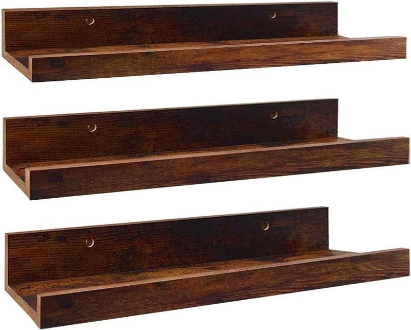 BEWROXIK Engineered Wood Floating Shelves, Wall Shelf Hanging Shelf for Bathroom, Bedroom, Toilet, Kitchen, Office, Living Room Décor Set of 3 Shelves (16 Inches) - Image 2