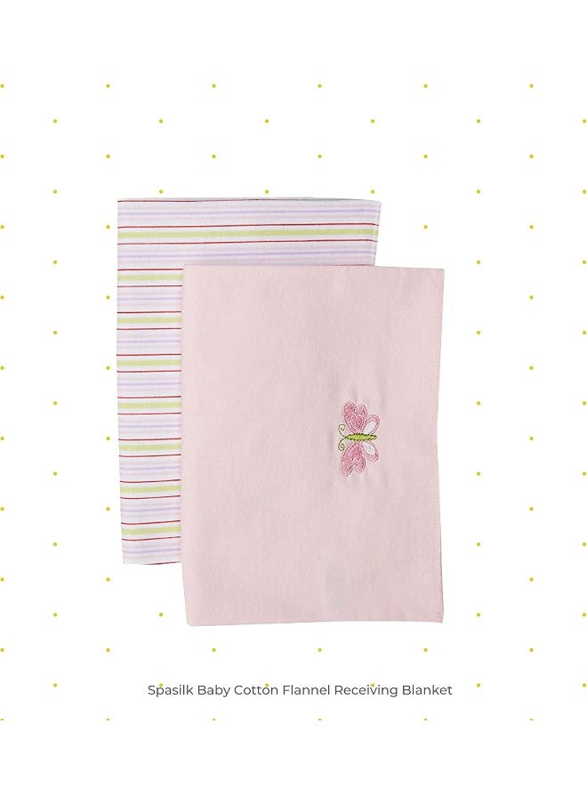 Spasilk Spasilk Baby-Girls Newborn 4 Pack 100% Cotton Flannel Receiving Blanket, Pink, One Size  - Image 2