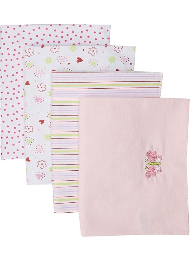Spasilk Spasilk Baby-Girls Newborn 4 Pack 100% Cotton Flannel Receiving Blanket, Pink, One Size  - Image 1