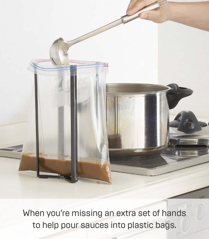 YAMAZAKI home 6785 Kitchen Multi Eco Stand-Multifunctional Plastic Bag Holder, One Size, Black - Image 4