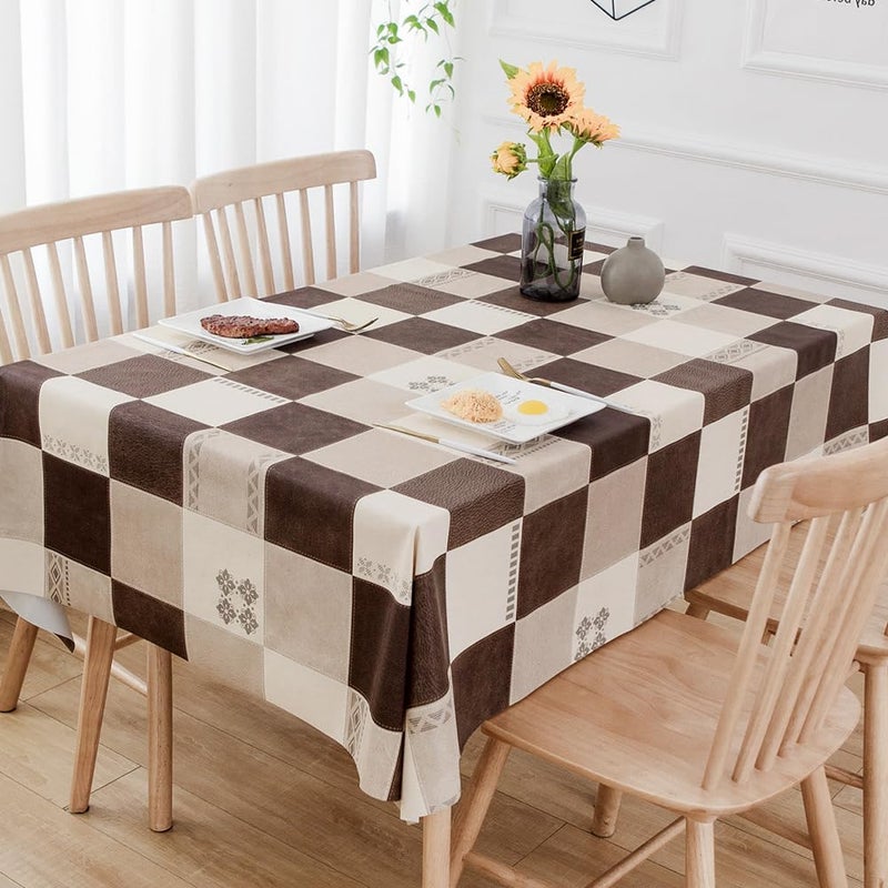 TruDelve Heavy Duty Vinyl Tablecloth Plastic Table Cloth Waterproof Wipeable PVC Table Cloth Square Table (54'' x 54'', Lattice-2) - Image 1