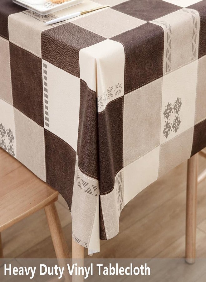 TruDelve Heavy Duty Vinyl Tablecloth Plastic Table Cloth Waterproof Wipeable PVC Table Cloth Square Table (54'' x 54'', Lattice-2) - Image 2