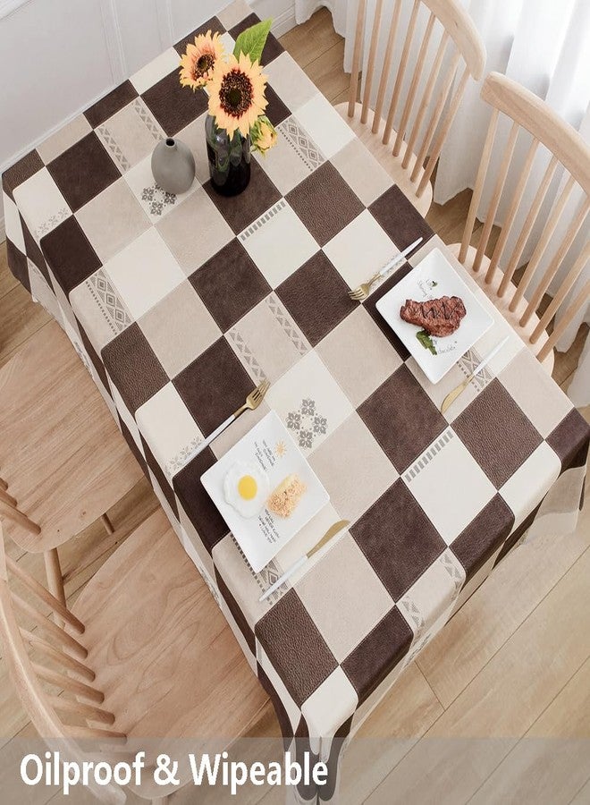 TruDelve Heavy Duty Vinyl Tablecloth Plastic Table Cloth Waterproof Wipeable PVC Table Cloth Square Table (54'' x 54'', Lattice-2) - Image 5