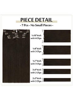 Full Shine Brown Clip In Hair Extensions Human Hair 14 Inch Clip In Extensions Real Remy Clip In Human Hair Extensions 7Pcs 120 Gram Double Weft Human Hair Clip Ins Color 2 Brown Hair For Women  - Image 3