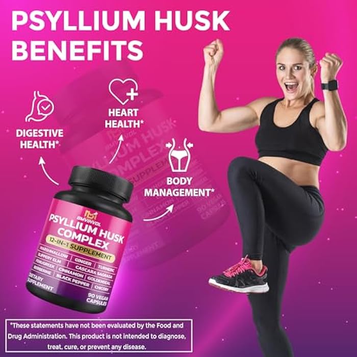 BMVINVOL Psyllium Husk, Slippery Elm, Cascara Sagrada, Fenugreek, Berberine, Cinnamon, Turmeric + 5 Mores - Immune Support & Digestive Health Supplement - 90 Capsules - Image 4