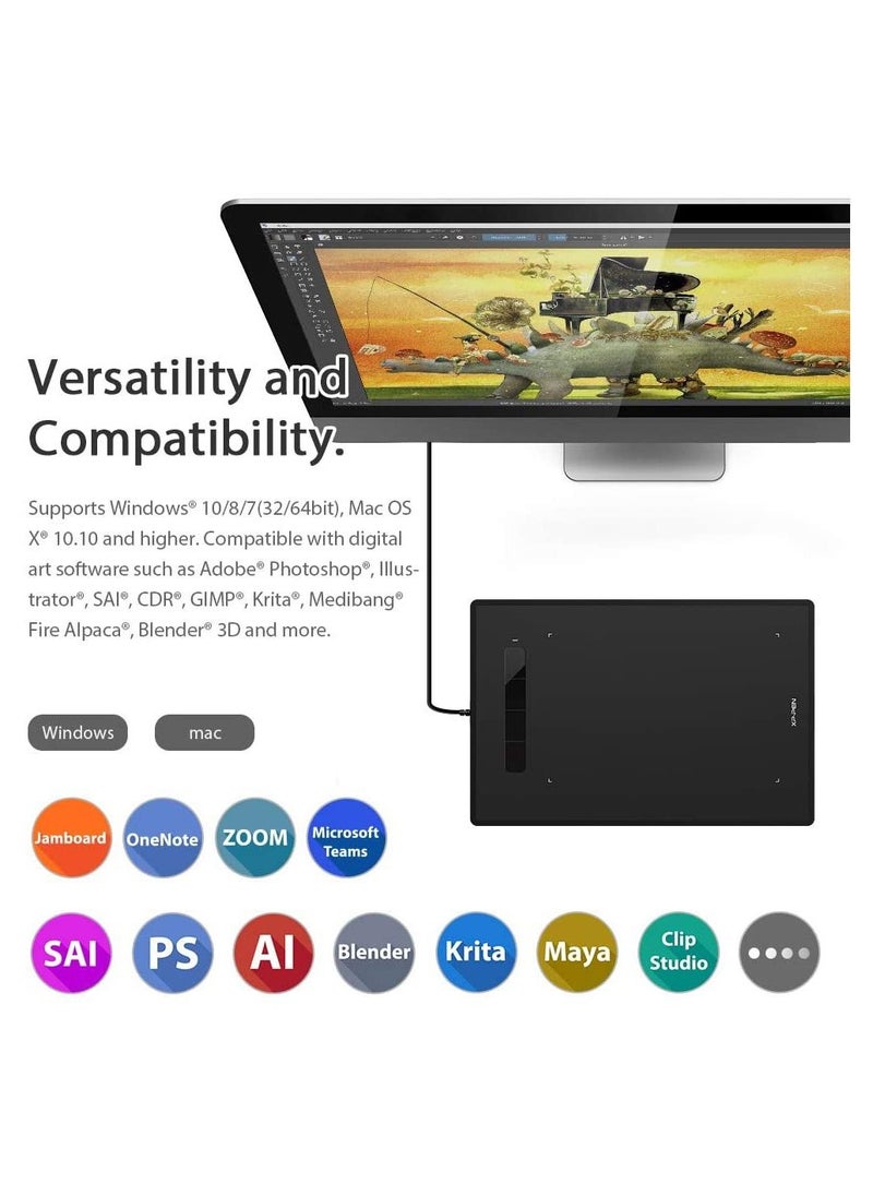 XP-PEN - XP-PEN G960 USB Drawing Tablet 8.35 x 5.33 inch Graphics Pen Display with 4 Shortcut Keys - Image 1
