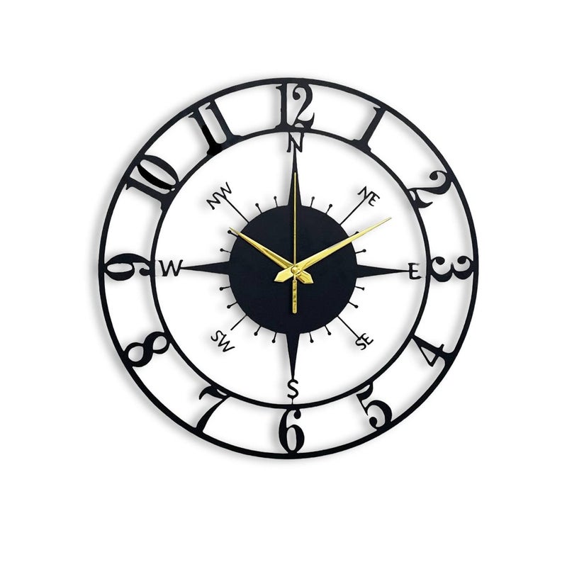 Reyox Material Metal Wall Clock Big Size Wall Clock Modern Clocks for Living Room Stylish Wall Clocks for Home Antique Big Size Modern Wall Watch for Home DecorBlack DA122 60 CM