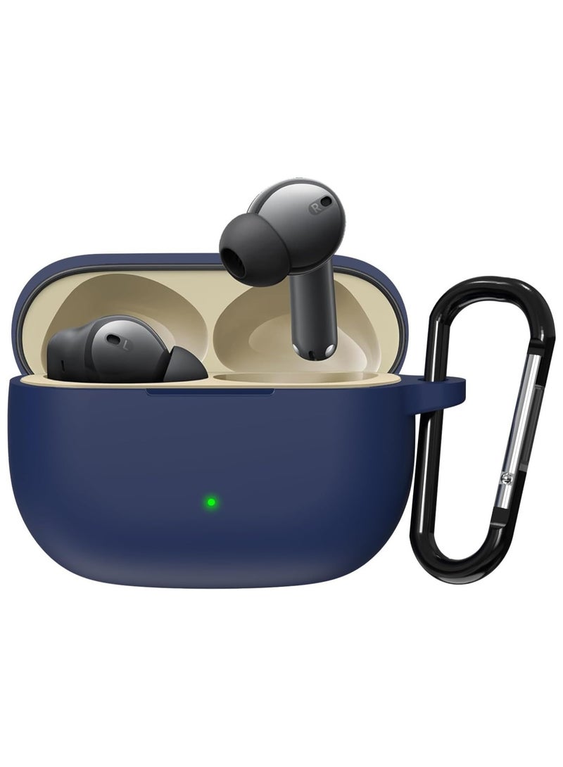 Soft Silicone Cover For Realme Buds T300 TWS Earbuds Case With Hook Antifall Protective Sleeve Accessories (Blue) - Image 1