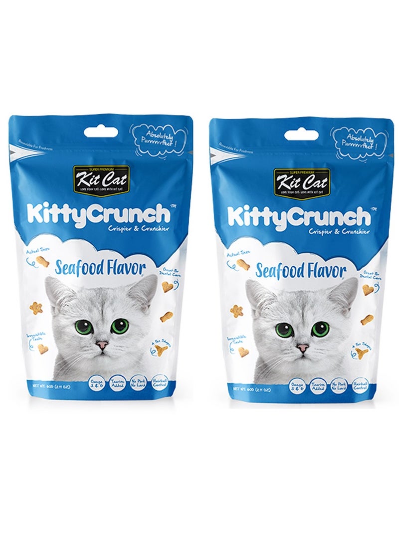 كيت كات عبوة من قطعتين من حلوى القطط بنكهة المأكولات البحرية من Kitty Crunch، 2 × 60 جم - Image 1