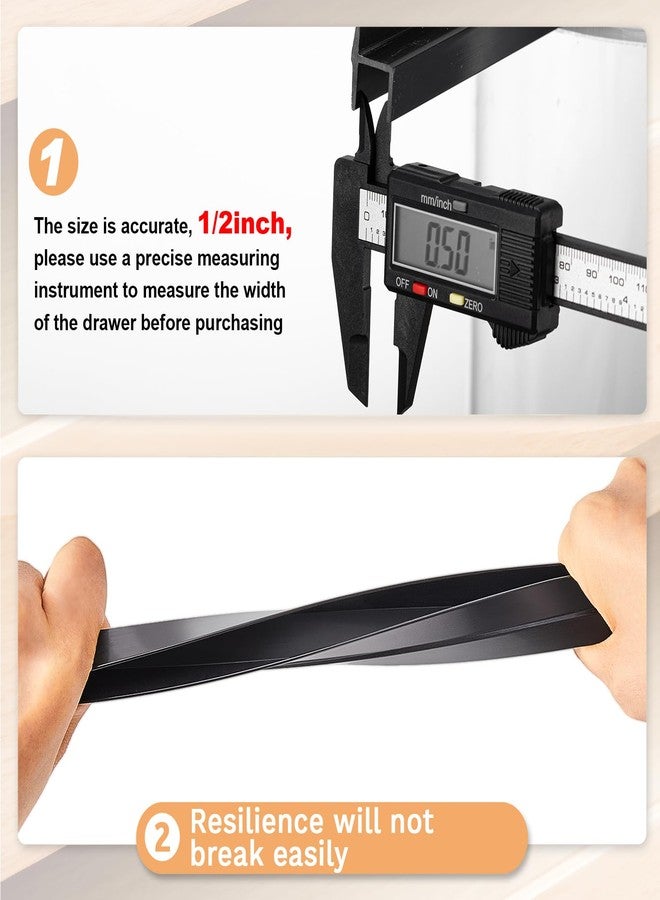 Chinco 2 Pieces PVC Drawer Hanging File Rails Black Cabinet Rails for Hanging 1/2 Drawer Sides Letter Size File Storage Folder Organizer(for 1/2 Inch-wide, 15. 8 Inch) - Image 3