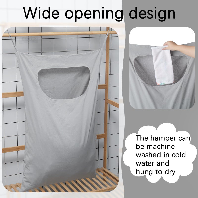 Wovnet 2 Pcs Large Hanging Laundry Hamper Bag 28 x 35 in Over The Door Hamper Space Saving Hanging Laundry Bag Basket with Hooks for Wall Dirty Clothes Storage RV Room, 2 Color - Image 5