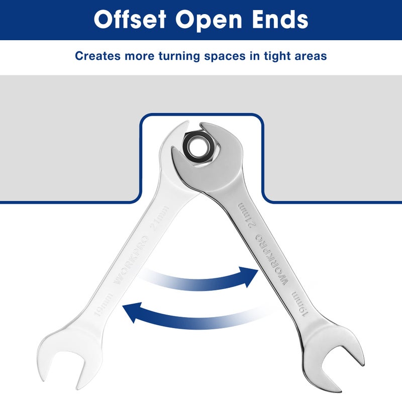 WORKPRO Metric Super-Thin Open End Wrench Roll-up Set, 7PCS, 5.5 to 23 mm, Ultra-Slim Thin Wrench Set with Organizer Pouch, for Thin Nuts, Narrow Spaces - Image 5