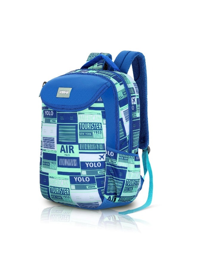 American Tourister Mist (Style 4), 31L Volume 4 Compartment Backpack With An Add-On Rain Cover & Front Organizer, For Unisex - Blue/Mint - Image 1