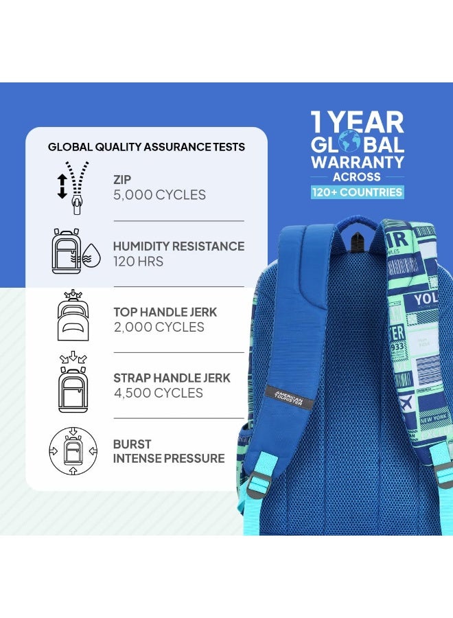American Tourister Mist (Style 4), 31L Volume 4 Compartment Backpack With An Add-On Rain Cover & Front Organizer, For Unisex - Blue/Mint - Image 5