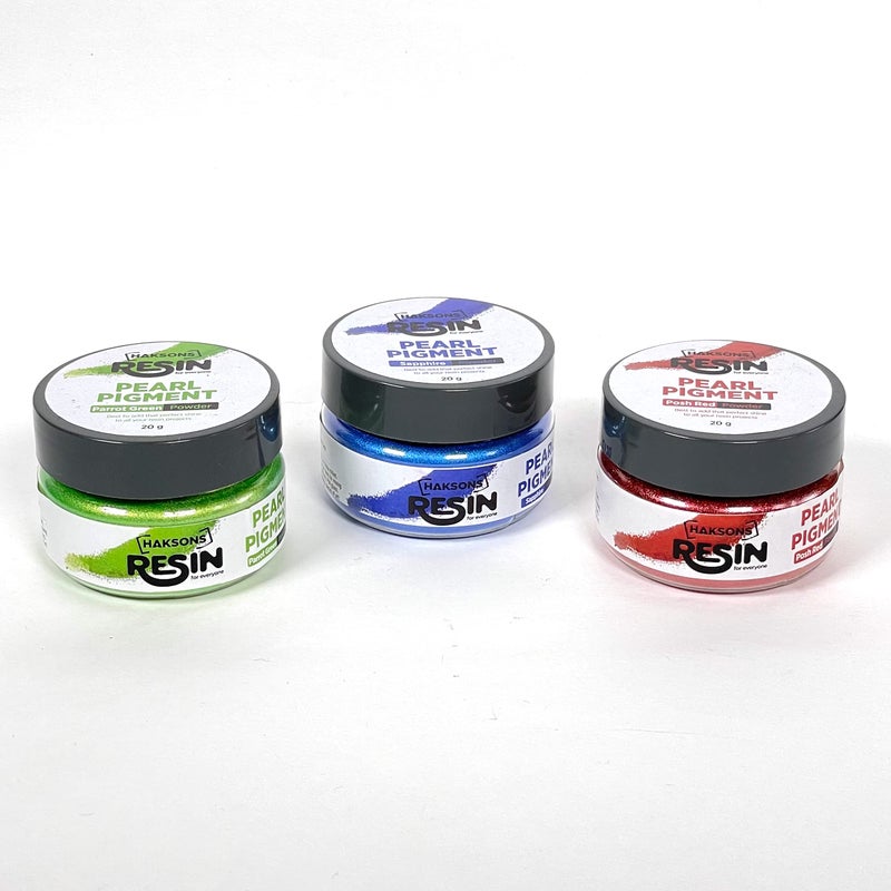 Haksons Pearl Pigments Pack of 3 - Parrot Green, Sapphire, Posh Red (20gms) - Image 5